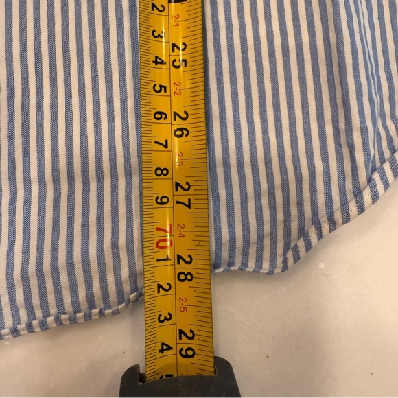 COS Women’s Striped Accent Mixed Media blue /white Sweater Top Sz M NWOT - Picture 6 of 11